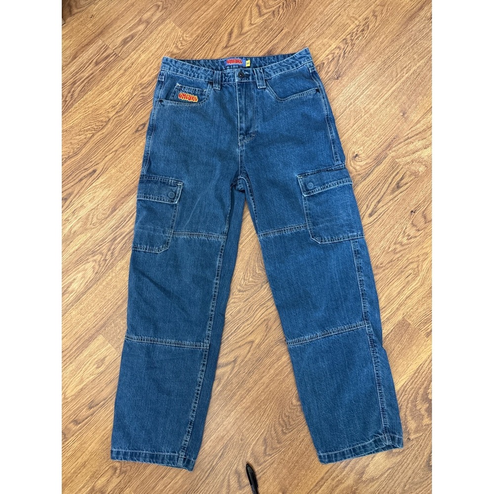 Empyre Men's Cargo Jeans Medium Wash Skate Pants Y2K Baggy 30